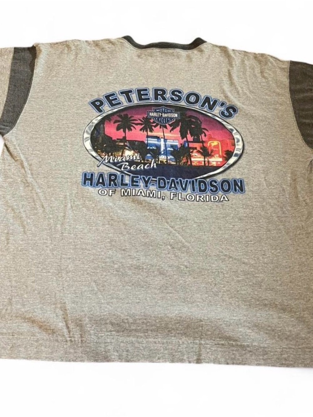 Men’s Vintage Harley Davidson Miami Florida Night Motorcycle Shirt Size 2XL